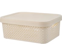 Корзина Plast Team Stockholm, с крышкой, 36 x 27,5 x 13,9 см, молочный туман 280166