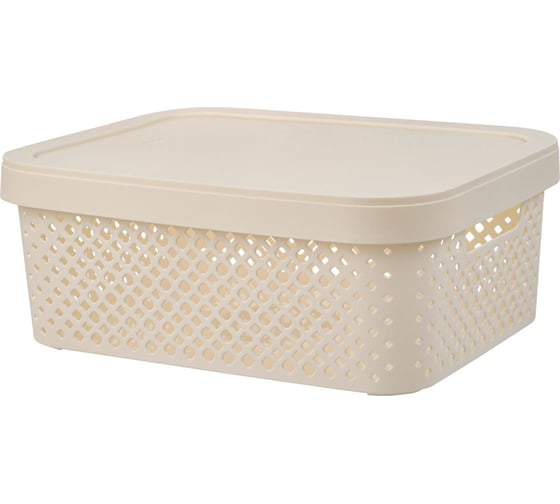 Корзина Plast Team Stockholm, с крышкой, 36 x 27,5 x 13,9 см, молочный туман 280166 1