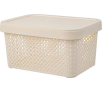 Корзина Plast Team Stockholm, с крышкой, 26,5 х 19,5 х 14 см, молочный туман 280168