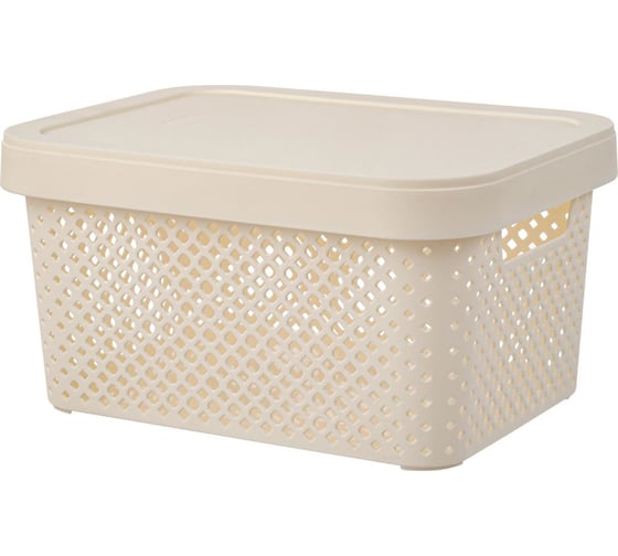 Корзина Plast Team Stockholm, с крышкой, 26,5 х 19,5 х 14 см, молочный туман 280168 1