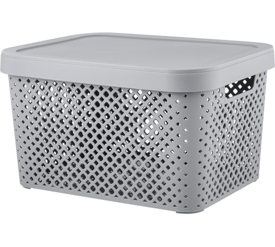 Корзина Plast Team Stockholm, с крышкой, 36 х 27,5 х 20,5 см, серый шторм 280173 1