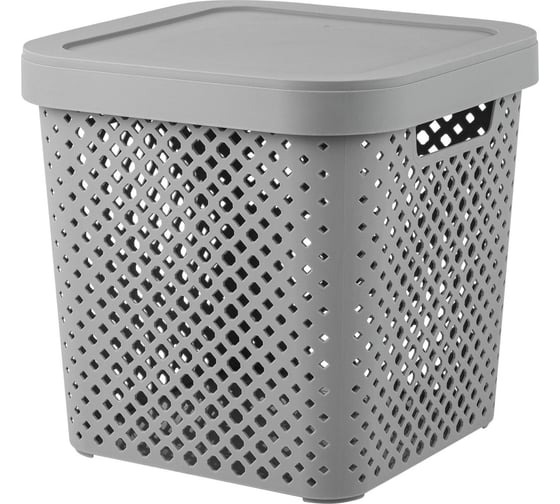 Корзина Plast Team Stockholm, с крышкой, 31 х 31 х 30 см, серый шторм 280175 1
