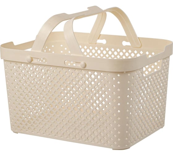Корзина Plast Team Stockholm, с ручками, 35 х 27 х 20,3 см, молочный туман 280176 1