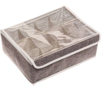 Кофр - органайзер для хранения вещей с прозрачной крышкой Селфи УЮТДОМА, цвет серый, 12 отделений, 32*23*12см 834-294