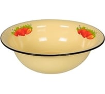 Эмалированный таз СТАЛЬЭМАЛЬ Клубника садовая 7 л, кремовый ХТ1961