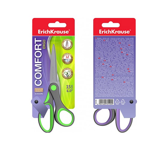 Ножницы ErichKrause Comfort, 15 см, ассорти 35109