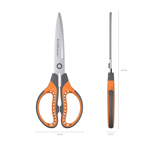 Ножницы ErichKrause Protector, 20.5 см с чехлом, серо-оранжевый 48057