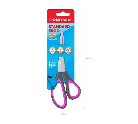 Ножницы ErichKrause Standard+ Ergo, 17 см 44885