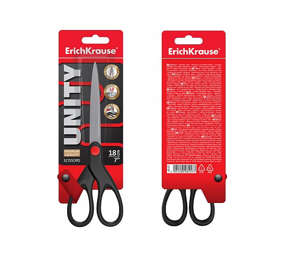 Ножницы ErichKrause Unity, 18 см, черный 48157