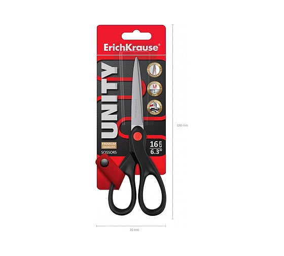 Ножницы ErichKrause Unity, 16 см, черный 48156