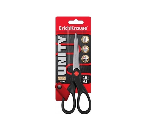 Ножницы ErichKrause Unity, 16 см, черный 48156