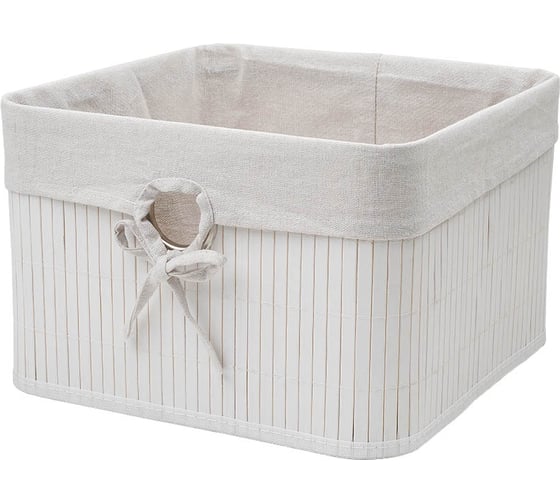 Корзина стеллажная складная Natural House Бамбук, Д300 Ш300 В200, белый Shan-26 1