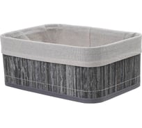 Корзина стеллажная Natural House Бамбук, Д300 Ш200 В120, пепельный, белый Shan-18M