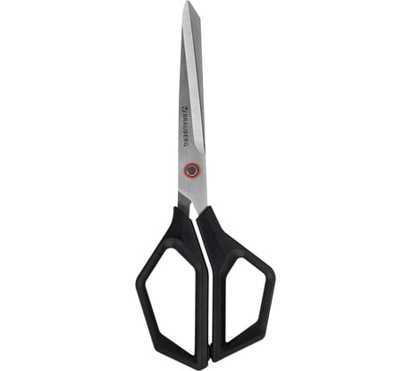 Ножницы BRAUBERG Super black 220 мм, черные, 3-х сторонняя заточка, ручки из ABS пластика, 238855