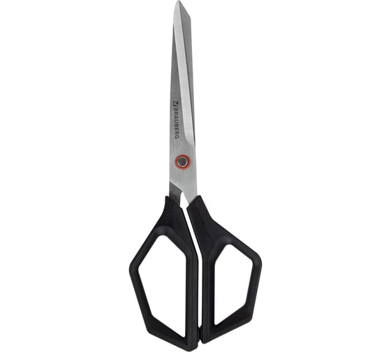 Ножницы BRAUBERG Super black 220 мм, черные, 3-х сторонняя заточка, ручки из ABS пластика, 238855