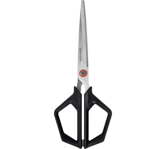 Ножницы BRAUBERG Super black 170 мм, черные, 3-х сторонняя заточка, ручки из ABS пластика, 238854