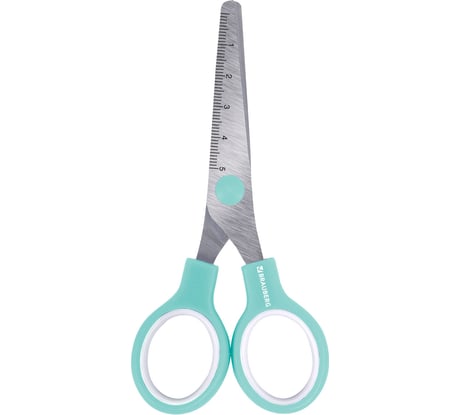 Ножницы BRAUBERG 130 мм, ручки мятные, закругленные лезвия с линейкой 274062