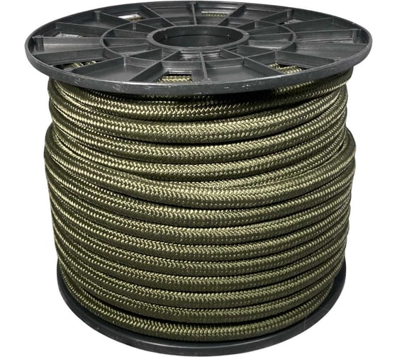 Шнур плетеный полипропиленовый ООО Оптхозторг 12 мм 50 м, хаки 1120Х50