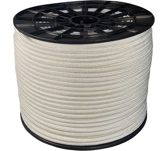 Шнур плетеный ООО Оптхозторг полиамидный 10 мм 200 м белый 2102200