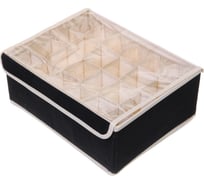 Кофр - органайзер для хранения вещей с прозрачной крышкой Селфи УЮТДОМА, цвет черный, 24 отделения, 32*24*12см 834-340