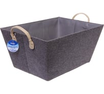 Коробка для хранения с ручками Селфи ЭЛЬГА, цвет серый, 39*26*18см (лейбл селфи) 980-909