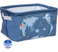 Коробка для хранения с ручками Селфи Карта мира, 28*20*16см (лейбл) 356-041