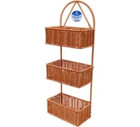 Органайзер подвесной плетёный ручной работы Селфи БРОВАЦЦО, цвет соломенный, три прямоугольные секции, 2 756-487