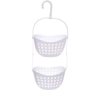 Корзина-органайзер для хранения Селфи подвесная ЛЕНАРО, цвет белый, две секции, 23*16*57см 980-0068