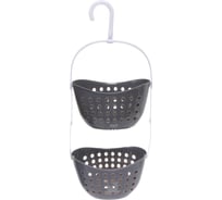 Корзина-органайзер для хранения Селфи подвесная ЛЕНАРО, цвет серый, две секции, 23*16*57см 980-0070