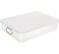 Корзина для хранения Селфи с крышкой ЭЛГАТТ, цвет белый, 36*26*8,5см (лейбл ) 654-0054