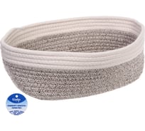 Корзинка плетеная интерьерная Селфи ЭЛИНГАРТ, цвет бежевый/белый, 33х28х12 см 756-321