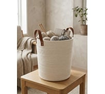 Корзина для хранения Zenfort Алматы, 30х30х40см, текстиль, белый 180093