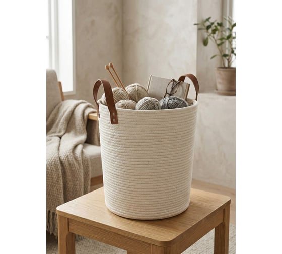 Корзина для хранения Zenfort Алматы, 30х30х40см, текстиль, белый 180093