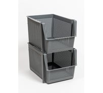 Корзинка для хранения Violet Лофт 20л штабелируемая серый Набор 2шт N-8520/2-18