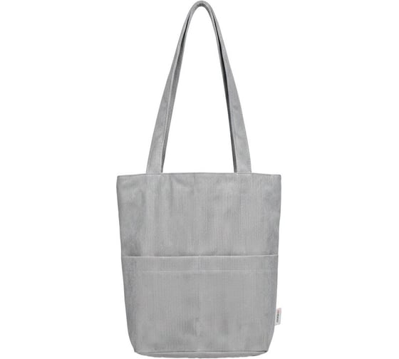 Сумка шоппер HEIKKI (ХЕЙКИ), вельвет, 2 кармана, подкладка, 36х36х10 см, Gray, 274654