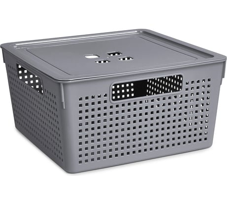 Коробка для хранения Violet Лофт квадратная с крышкой 11 л серый 6911118
