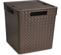 Коробка для хранения Violet Береста квадратная с крышкой 23 л венге 6823105