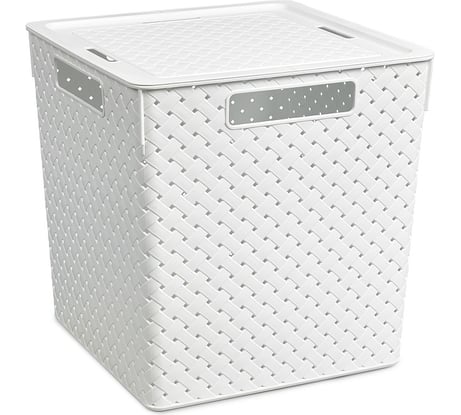 Коробка для хранения Violet Береста квадратная с крышкой 23 л белый 6823106