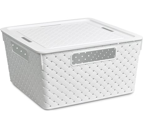 Коробка для хранения Violet Береста квадратная с крышкой 11 л белый 6811106