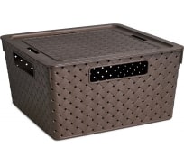 Коробка для хранения Violet Береста квадратная с крышкой 11 л венге 6811105