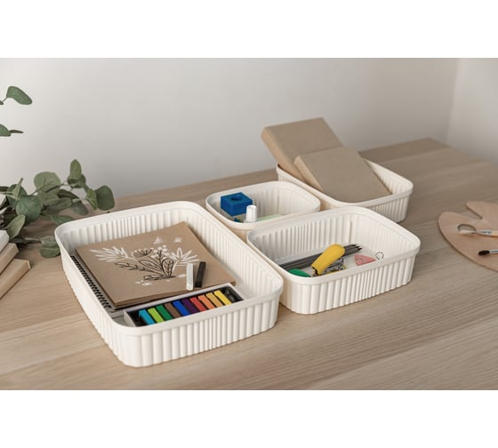 Лоток Econova Velvet 360х265х70 мм, 5.5 л, бежевый 433239207