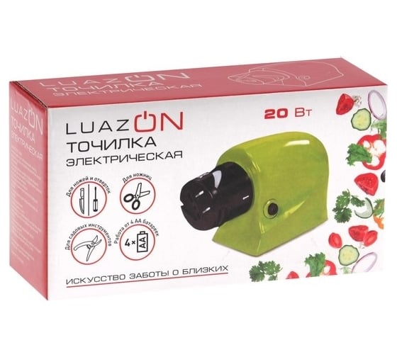 Электрическая ножеточка для ножей, ножниц, отвёрток LTE-02 LUAZON 4хАА зелёная 2369518