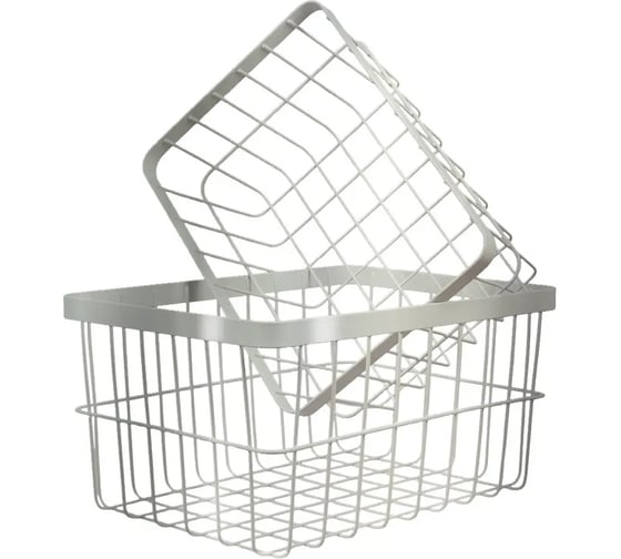 Набор из 2 корзин Zenfort Уют, 28.5x20.5x14.5 см, крупная сетка, металл, хром 180076