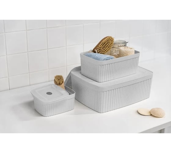 Лоток с крышкой Econova Velvet 295х225х110 мм, 6.55 л, светло-серый 433238930