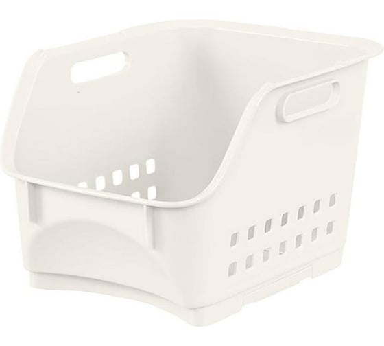 Корзина Plast Team п/п 315х255х205 9 л модульная, для хранения, с перф. стенками, с ручками цв. молочный 42586
