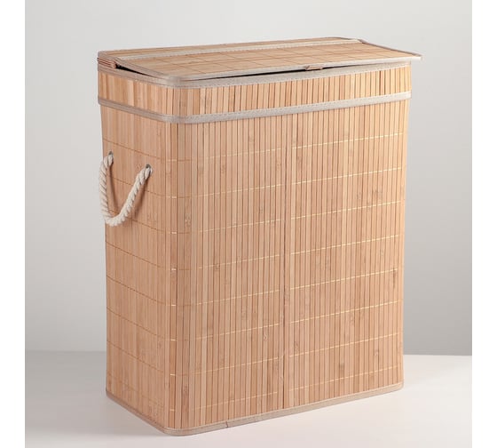 Корзина для белья Доляна Кантри 46x26x55 см, коричневый 4333603 1