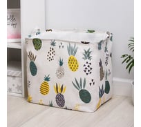 Корзина для белья Доляна Ананас с ручками 50x40 см, с затяжкой 5469877