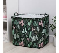 Корзина для белья Доляна Джунгли с ручками 50x40 см, с затяжкой 5469878