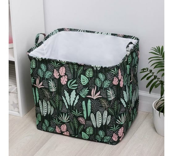 Корзина для белья Доляна Джунгли с ручками 50x40 см, с затяжкой 5469878