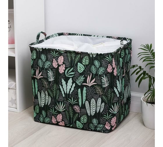 Корзина для белья Доляна Джунгли с ручками 50x40 см, с затяжкой 5469878